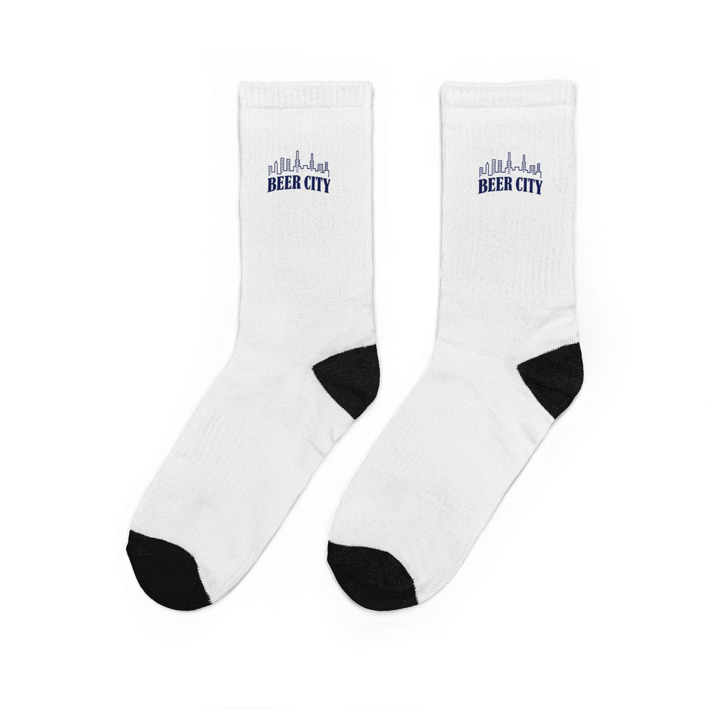 Beer City Crew Socks — White Padded Athletic Socks