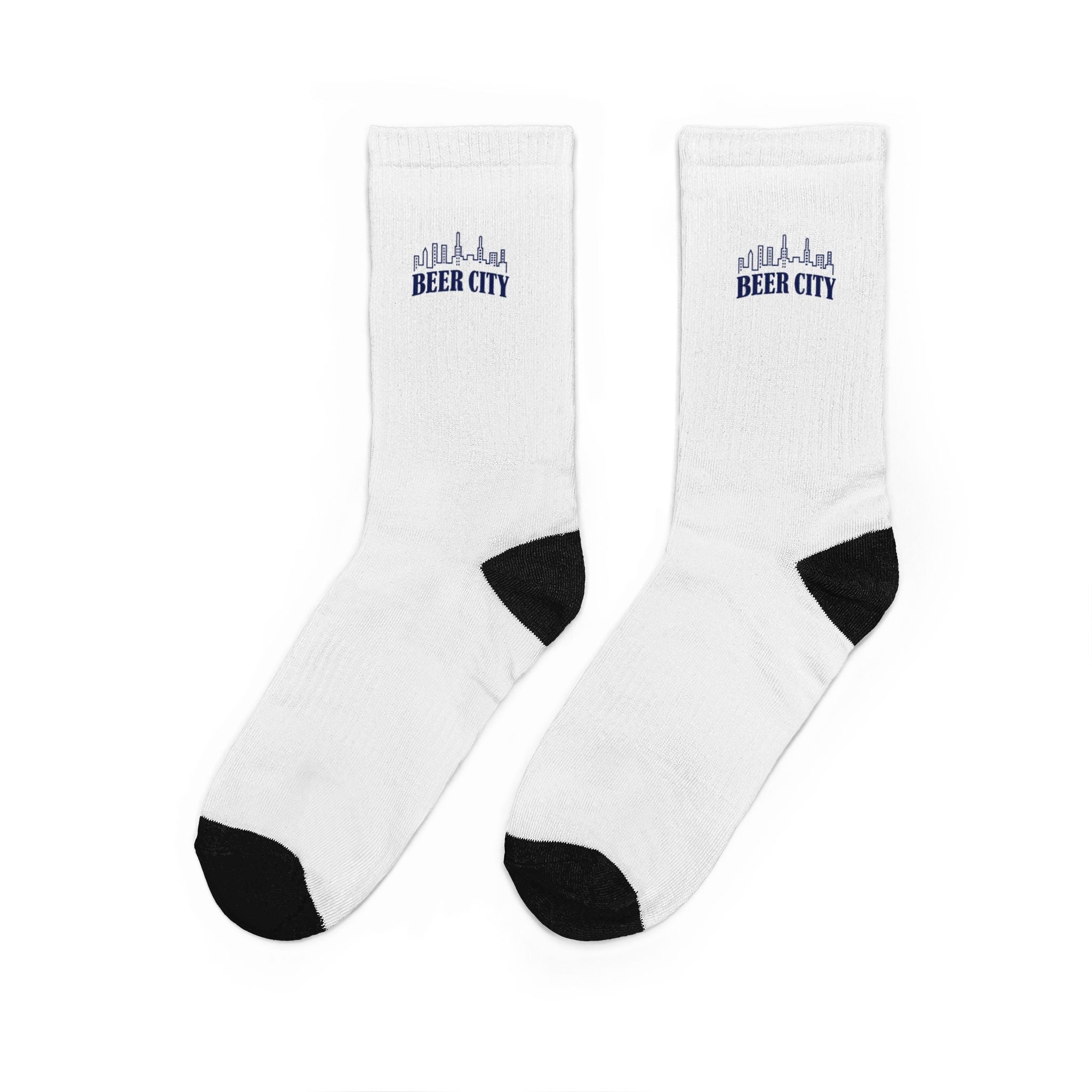 Beer City Crew Socks — White Padded Athletic Socks