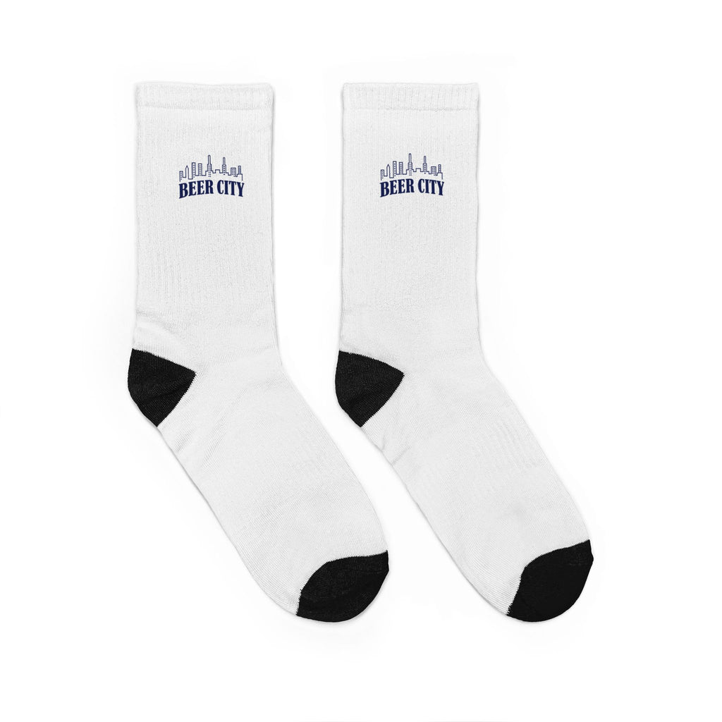 Beer City Crew Socks — White Padded Athletic Socks