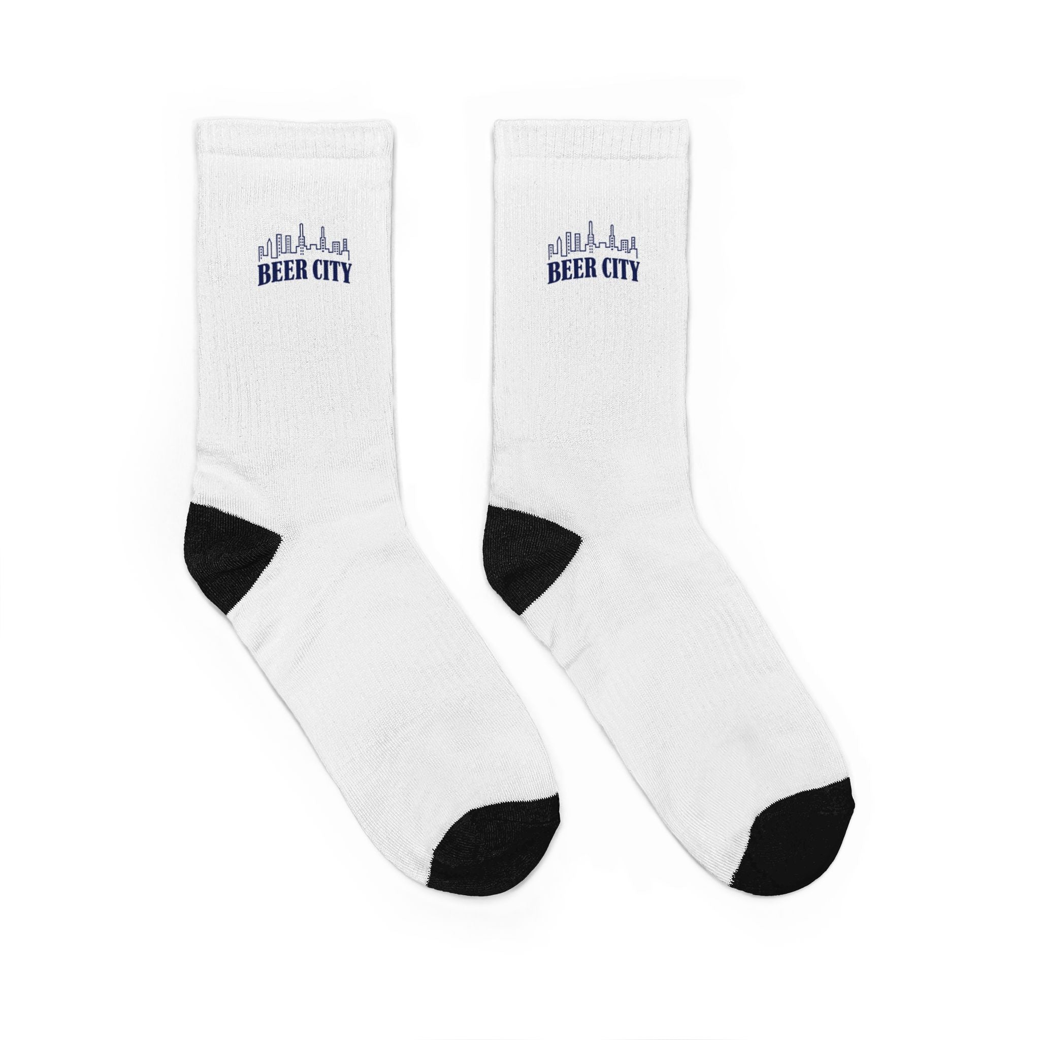 Beer City Crew Socks — White Padded Athletic Socks