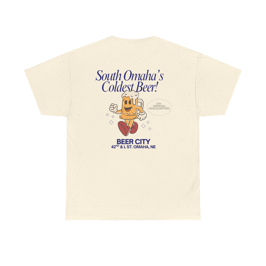 T-Shirt — 'South Omaha's Coldest Beer! Beer City' Retro Logo Tee
